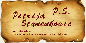 Petrija Stamenković vizit kartica